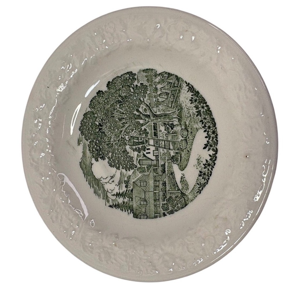 Homer Laughlin Pastoral Green Transferware Bread & Butter Plate G 56 N 6 Vintage